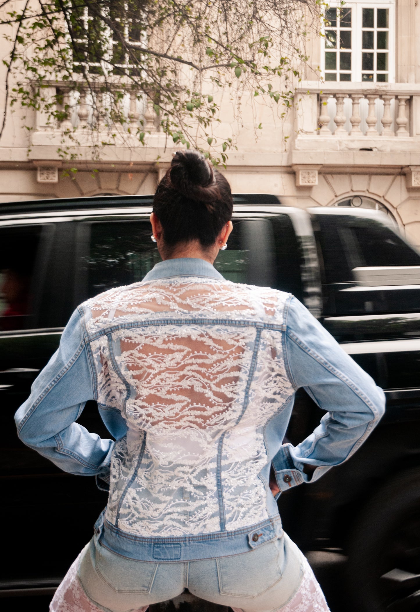 Denim Jacket Crisantemo