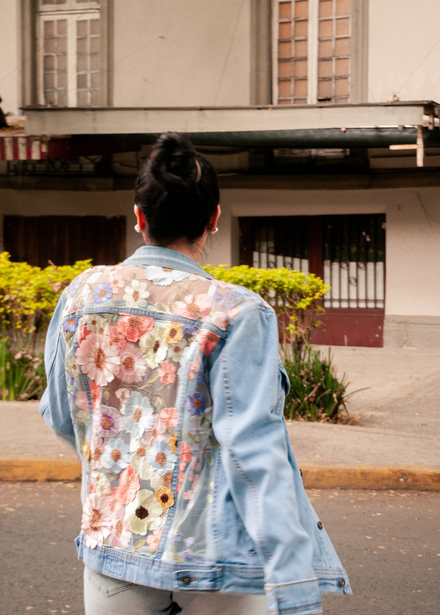 Denim Jacket Gerbera Azul