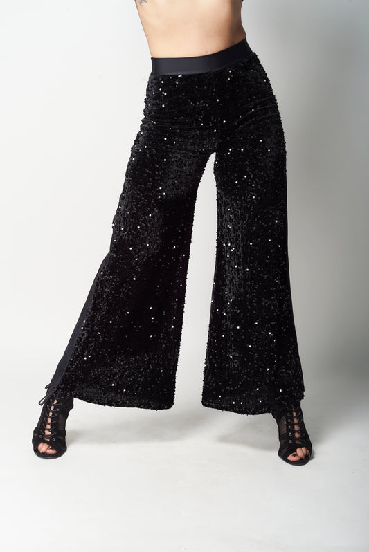 PANTALÓN FLARE DE LENTEJUELAS