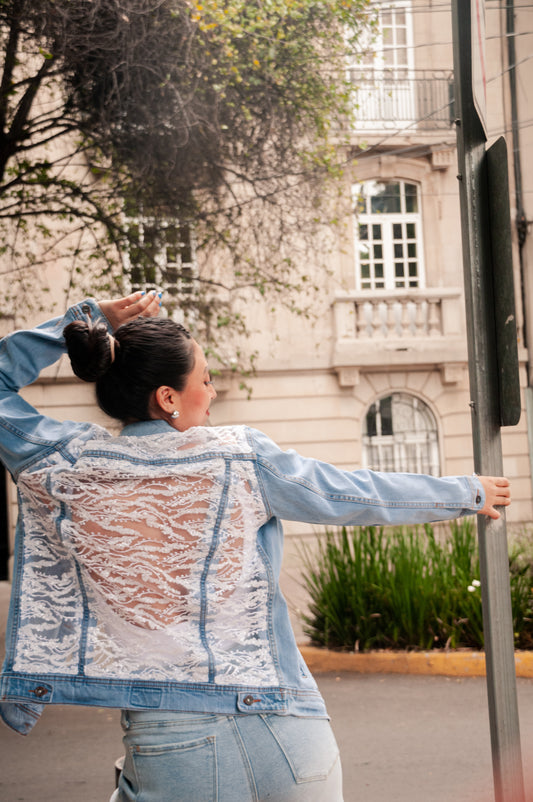 Denim Jacket Crisantemo